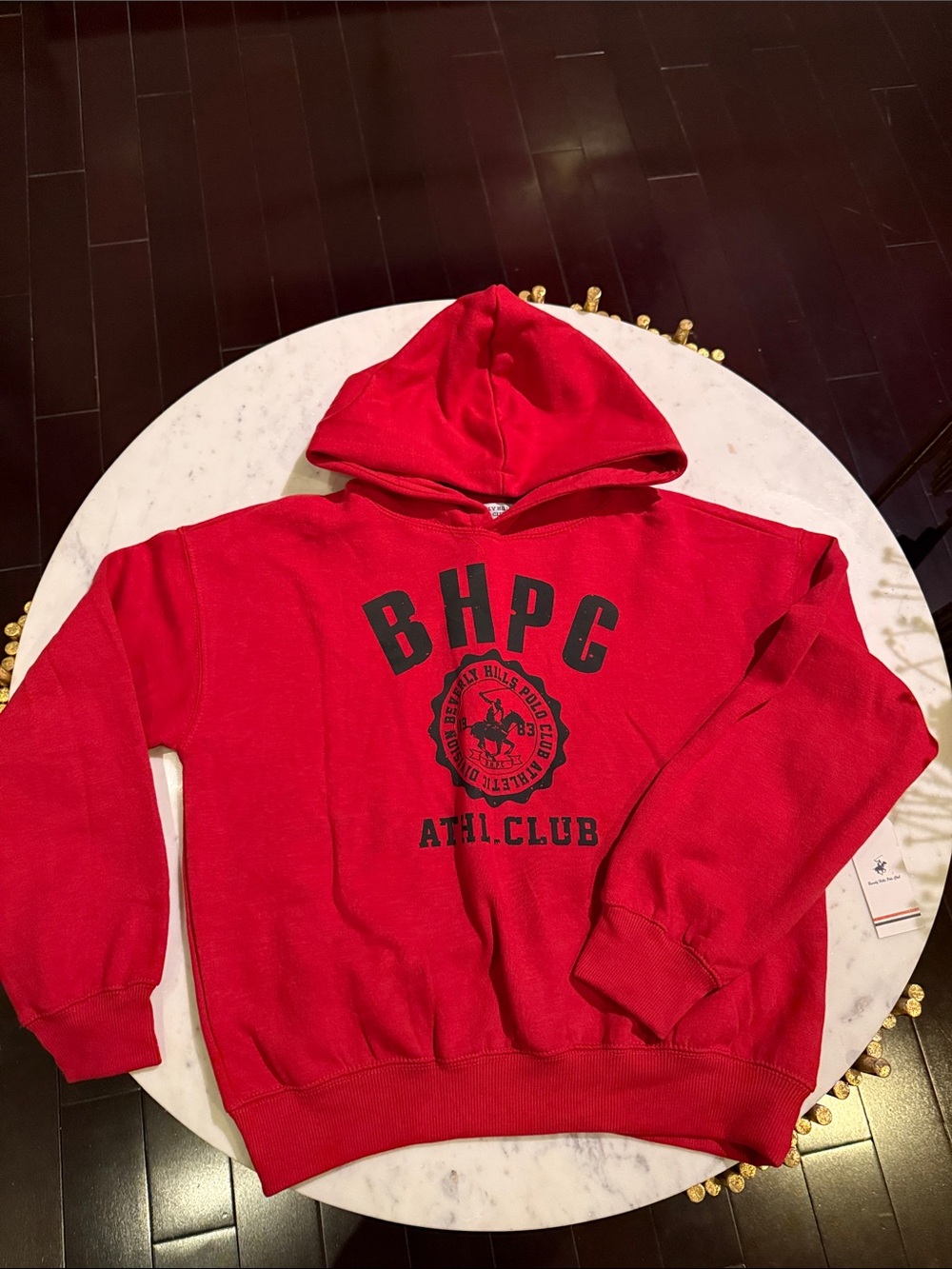 Beverly Hills Polo Club Red Hoodie with Black Athletic Seal